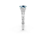 White gold Oval Cut Aquamarine Solitaire Ring with Filigree Band and Four-Prong Setting_26