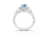 White gold Oval Cut Aquamarine Solitaire Ring with Filigree Band and Four-Prong Setting_27