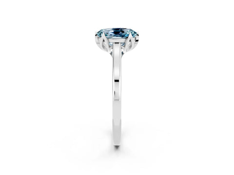 White gold Oval Cut Aquamarine Solitaire Ring with Flower Prong Setting and Classic Band_26