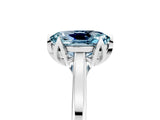 White gold Oval Cut Aquamarine Solitaire Ring with Flower Prong Setting and Classic Band_53