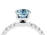 White gold Oval Cut Aquamarine Solitaire Ring with Pavé Accents and Four-Prong Setting_4