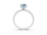 White gold Oval Cut Aquamarine Solitaire Ring with Pavé Band and Four-Prong Setting_27