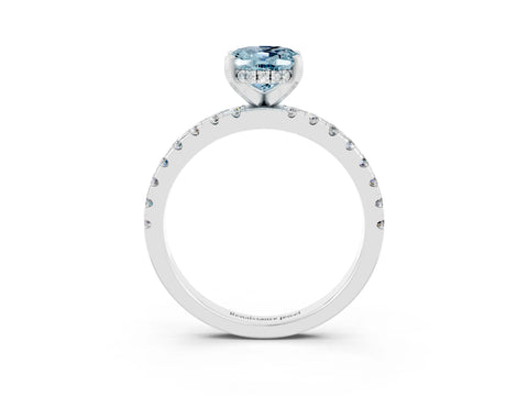 White gold Oval Cut Aquamarine Solitaire Ring with Pavé Band and Four-Prong Setting_27