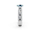 White gold Oval Cut Aquamarine Solitaire Ring with Pavé and Channel Set Band_2
