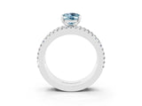 White gold Oval Cut Aquamarine Solitaire Ring with Pavé and Channel Set Band_3