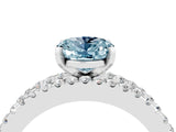 White gold Oval Cut Aquamarine Solitaire Ring with Pavé and Channel Set Band_4