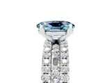 White gold Oval Cut Aquamarine Solitaire Ring with Pavé and Channel Set Band_5