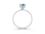 White gold Oval Cut Aquamarine Solitaire Ring with Pave Band and Four Prong Setting_27