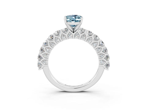 White gold Oval Cut Aquamarine Solitaire Ring with Shared Prong Pavé Band and Four-Prong Setting_15