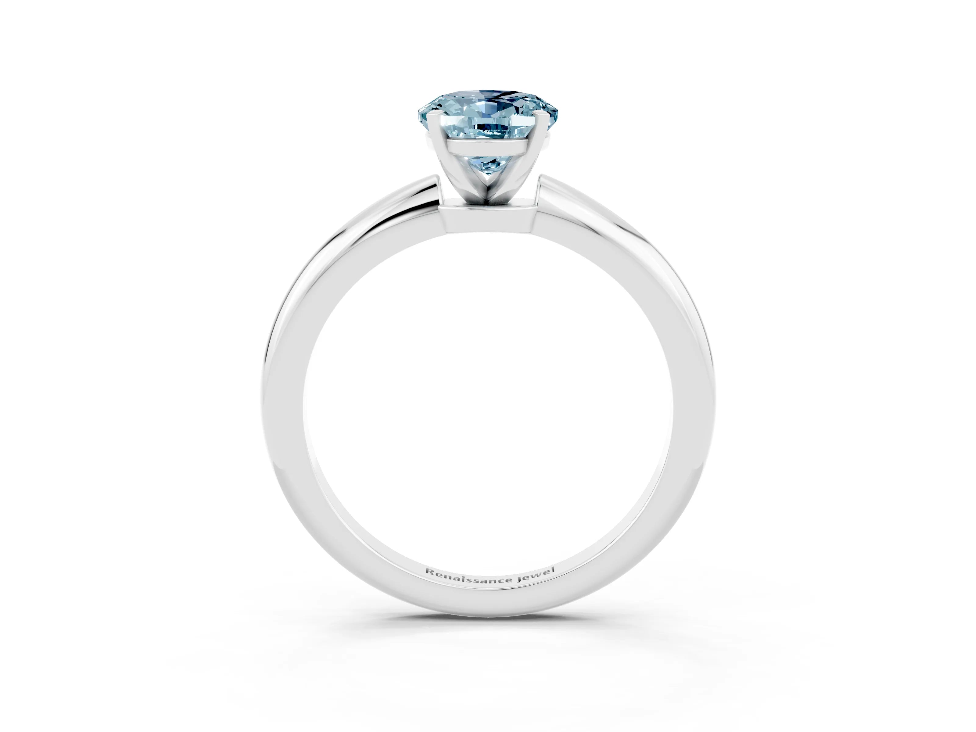 White gold Oval Cut Aquamarine Solitaire Ring with Six-Prong Setting and Classic Band_39
