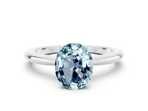 White gold Oval Cut Aquamarine Solitaire Ring with Six-Prong Setting and Classic Band_48