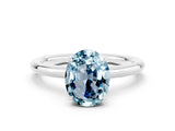 White gold Oval Cut Aquamarine Solitaire Ring with Thin Band and Four-Prong Setting_12