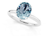 White gold Oval Cut Aquamarine Solitaire Ring with Thin Band and Four-Prong Setting_13