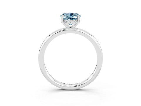White gold Oval Cut Aquamarine Solitaire Ring with Thin Band and Four-Prong Setting_15