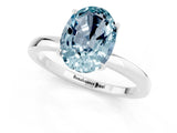White gold Oval Cut Aquamarine Solitaire Ring with Thin Band and Prong Setting_13