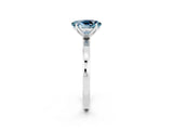 White gold Oval Cut Aquamarine Solitaire Ring with Thin Band and Prong Setting_14