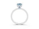 White gold Oval Cut Aquamarine Solitaire Ring with Thin Band and Prong Setting_15