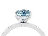 White gold Oval Cut Aquamarine Solitaire Ring with Thin Band and Prong Setting_16