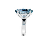White gold Oval Cut Aquamarine Solitaire Ring with Thin Band and Prong Setting_17