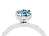 White gold Oval Cut Aquamarine Solitaire Ring with Thin Band and Prong Setting_40
