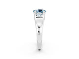 White gold Oval Cut Aquamarine Solitaire Ring with Wide Band and Prong Setting_2