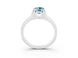White gold Oval Cut Aquamarine Solitaire Ring with Wide Band and Prong Setting_3