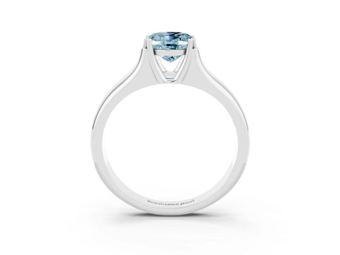 White gold Oval Cut Aquamarine Solitaire Ring with Wide Band and Prong Setting_3