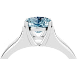White gold Oval Cut Aquamarine Solitaire Ring with Wide Band and Prong Setting_4