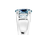 White gold Oval Cut Aquamarine Solitaire Ring with Wide Band and Prong Setting_5