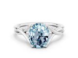 White gold Oval Cut Aquamarine Solitaire Twist Band Prong Setting Ring_36