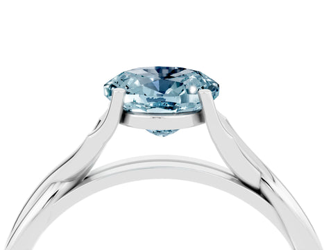 White gold Oval Cut Aquamarine Solitaire Twist Band Prong Setting Ring_40