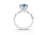 White gold Oval Cut Aquamarine Solitaire Twisted Band with Round  Accents and Prong Setting_15