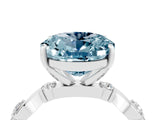 White gold Oval Cut Aquamarine Solitaire Twisted Band with Round  Accents and Prong Setting_16