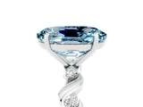 White gold Oval Cut Aquamarine Solitaire Twisted Band with Round  Accents and Prong Setting_17