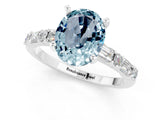 White gold Oval Cut Aquamarine Solitaire with Side Baguettes and Channel Set Band_1