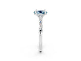 White gold Oval Cut Aquamarine Solitaire with Side Baguettes and Channel Set Band_2