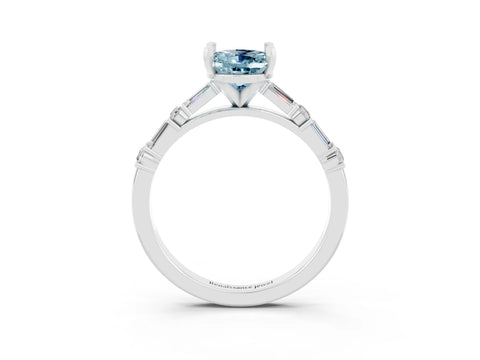 White gold Oval Cut Aquamarine Solitaire with Side Baguettes and Channel Set Band_3