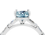 White gold Oval Cut Aquamarine Solitaire with Side Baguettes and Channel Set Band_4