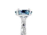 White gold Oval Cut Aquamarine Solitaire with Side Baguettes and Channel Set Band_5