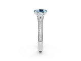 White gold Oval Cut Aquamarine Split Shank Engagement Ring with Pavé Band_2