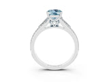 White gold Oval Cut Aquamarine Split Shank Engagement Ring with Pavé Band_3