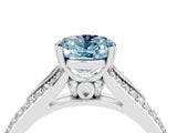White gold Oval Cut Aquamarine Split Shank Engagement Ring with Pavé Band_4