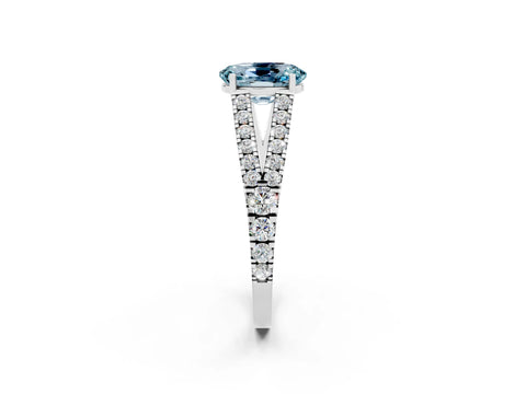 White gold Oval Cut Aquamarine Split Shank Pavé Engagement Ring with Four-Prong Setting_14