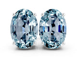 White gold Oval Cut Aquamarine Stud Earrings_18