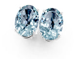 White gold Oval Cut Aquamarine Stud Earrings_19