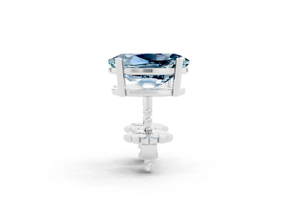 White gold Oval Cut Aquamarine Stud Earrings