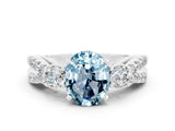 White gold Oval Cut Aquamarine Three-Stone Ring with Pavé Split Shank and Four-Prong Setting_12