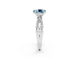 White gold Oval Cut Aquamarine Three-Stone Ring with Pavé Split Shank and Four-Prong Setting_14