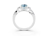 White gold Oval Cut Aquamarine Three-Stone Ring with Pavé Split Shank and Four-Prong Setting_15