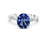 White gold Oval Cut Blue Sapphire Engagement Ring with Side Stone Accents and Four-Prong Setting_27